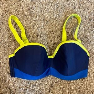 Curvy Kate Bandeau Swim Top 30DDD Blue Yellow